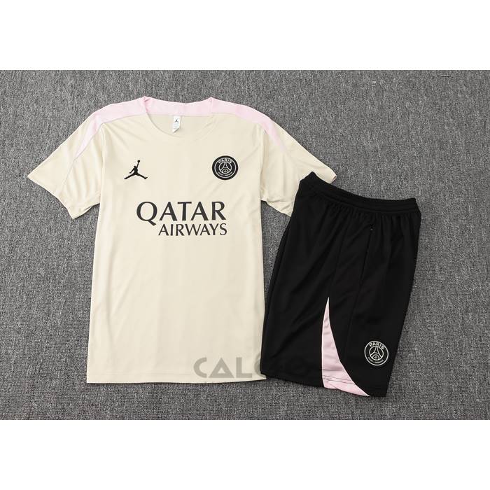 Tuta da Track Paris Saint-Germain Jordan Manica Corta 2024-2025 Giallo - Pantaloncini